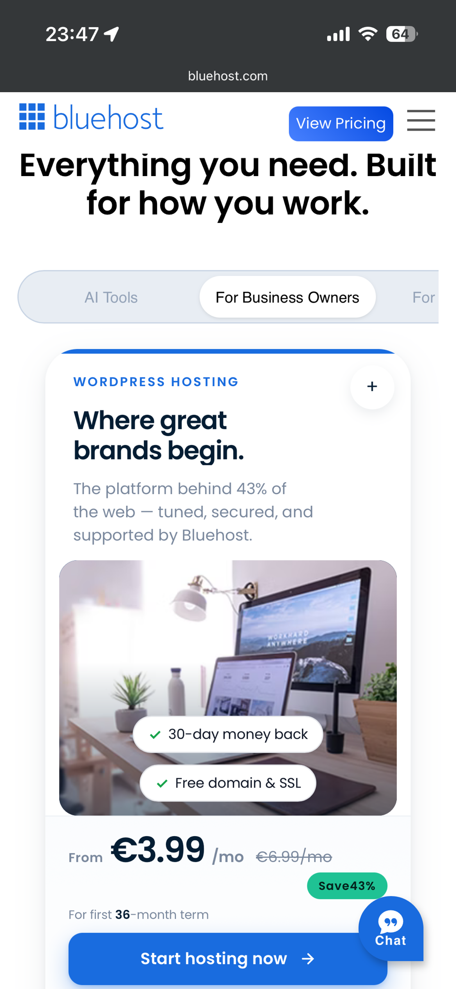 Bluehost experience
